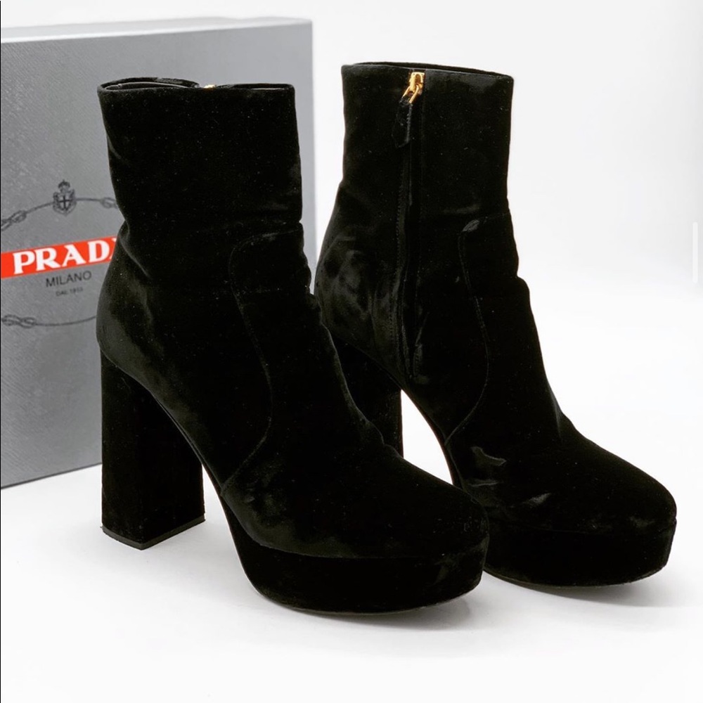Prada platform velvet bootie
